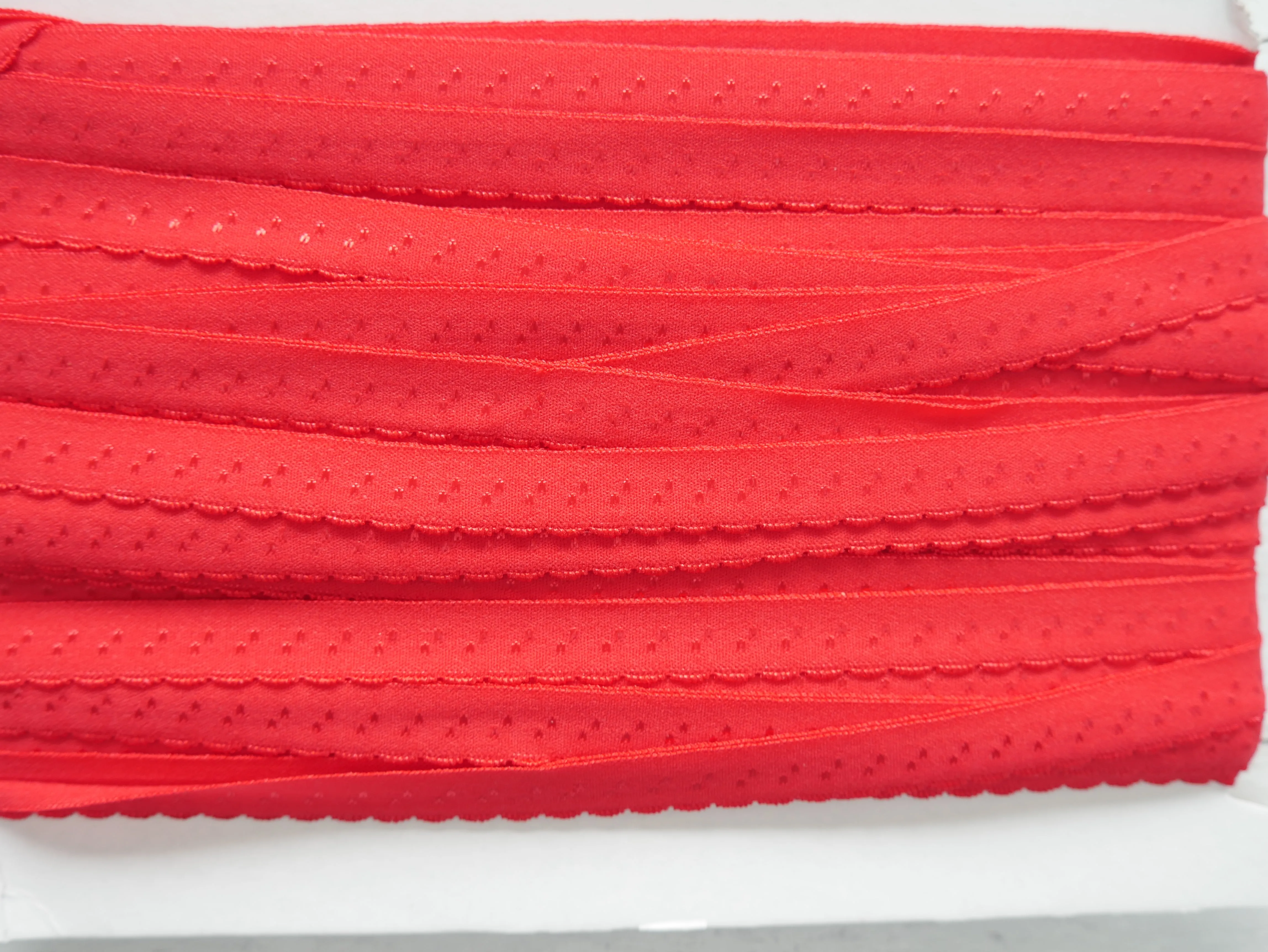 12mm Scalloped Fold Over Elastic - Red