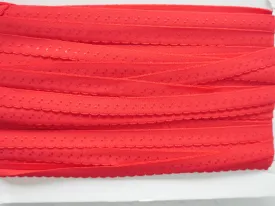 12mm Scalloped Fold Over Elastic - Red