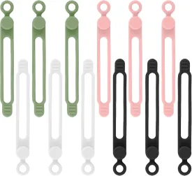 12Pcs Silicone Cable Ties, Reusable Cable Organizer, Multicolor Straps for Charging Cords