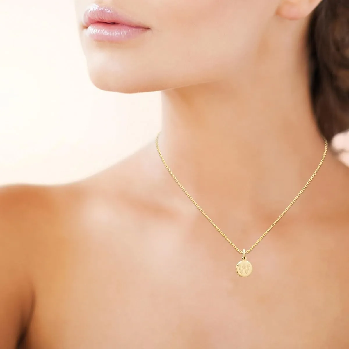 18K Gold Plated A-Z Initial Letter Pendant for Women - 0.4 inch (1 cm) Solid Pendant with Engraved Capital Letter- Alphabet Jewelry