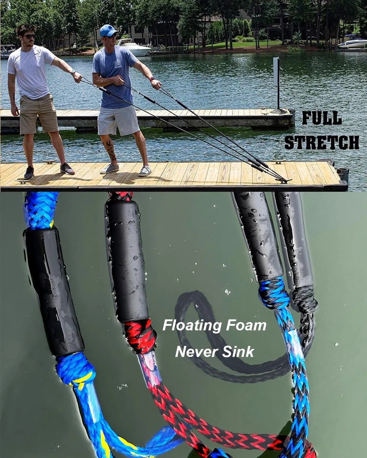 2PCS Dock Lines 3FT Premium Bungee Boat Lines Boat Accessories (Green Yellow, 3Feet)