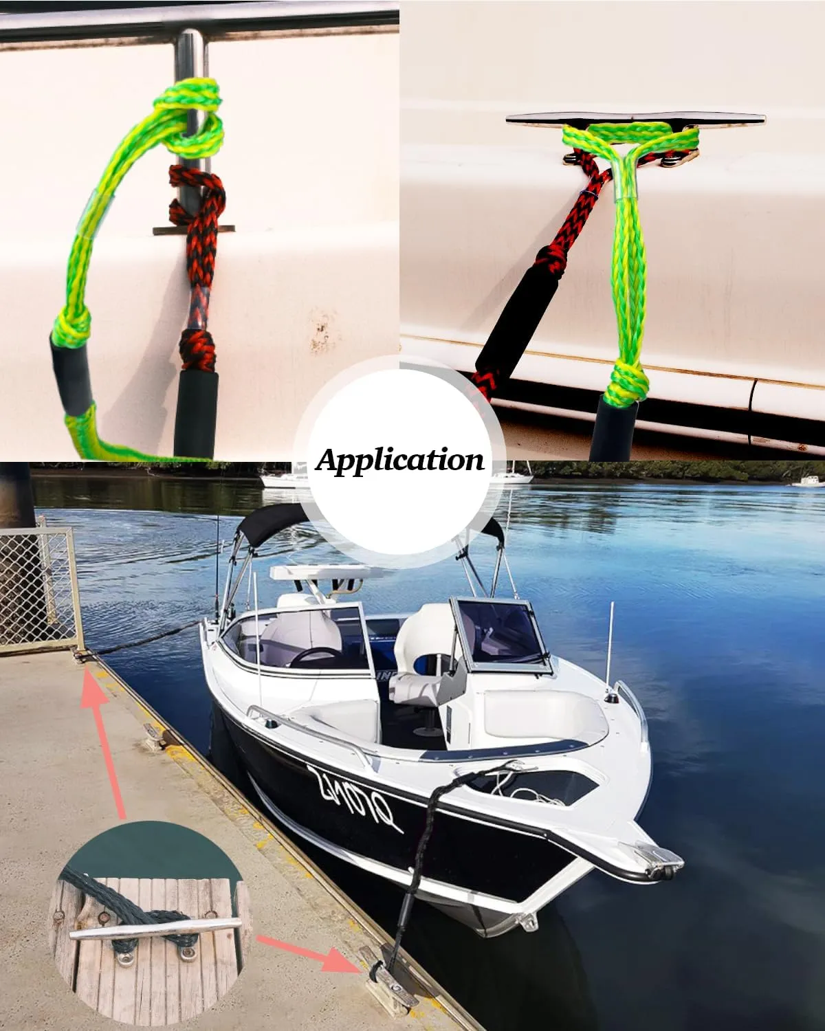2PCS Dock Lines 3FT Premium Bungee Boat Lines Boat Accessories (Green Yellow, 3Feet)
