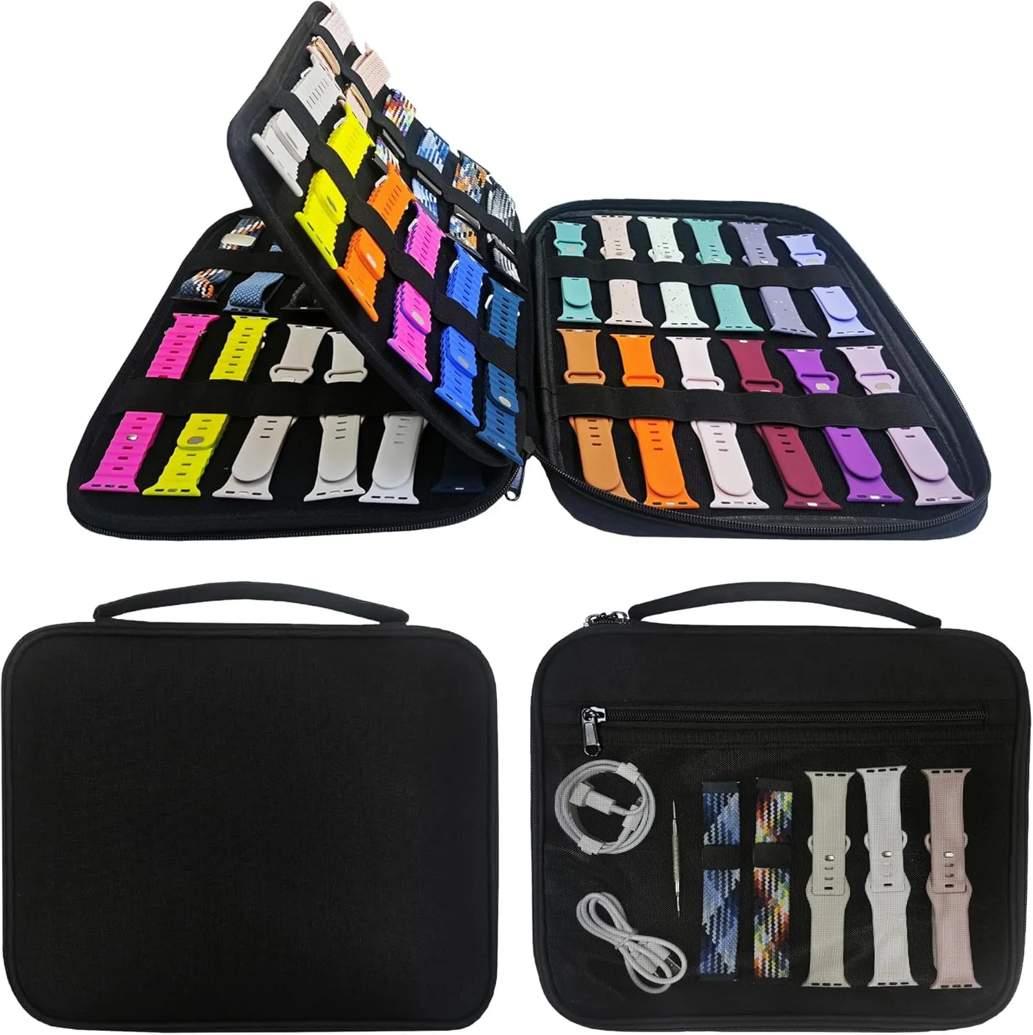 48 Slots Watch Bands Storage Bag, Watch Band Carrying Case Fit for Most Sizes of Watch Straps, Watch Band Holder Organizer,Bag Only (Black)