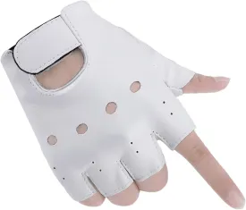 Accmor Kids PU Leather Fingerless Gloves, Kids Cycling Gloves, Outdoor Sports Cosplay Performance Half Finger Gloves for Boys, Girls