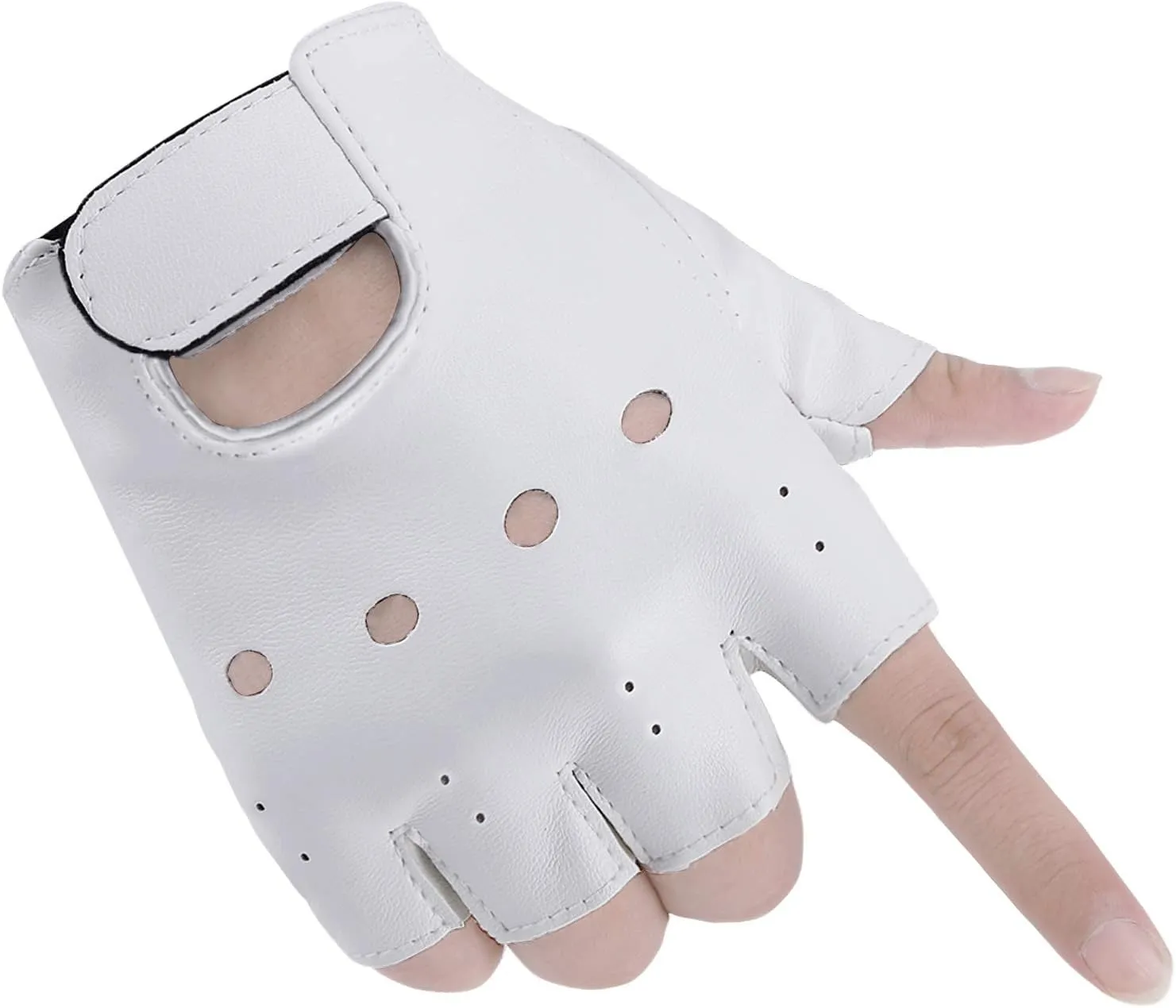 Accmor Kids PU Leather Fingerless Gloves, Kids Cycling Gloves, Outdoor Sports Cosplay Performance Half Finger Gloves for Boys, Girls