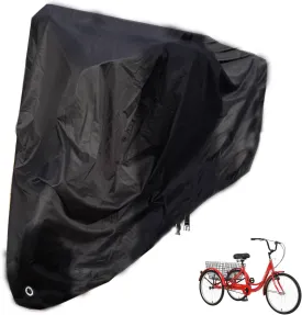 Adult Tricycle Cover,Outdoor Waterproof 210D Oxford Recumbent Bike Covers for 3 Wheel Bike ,Dustproof Electric Trike Bicycle