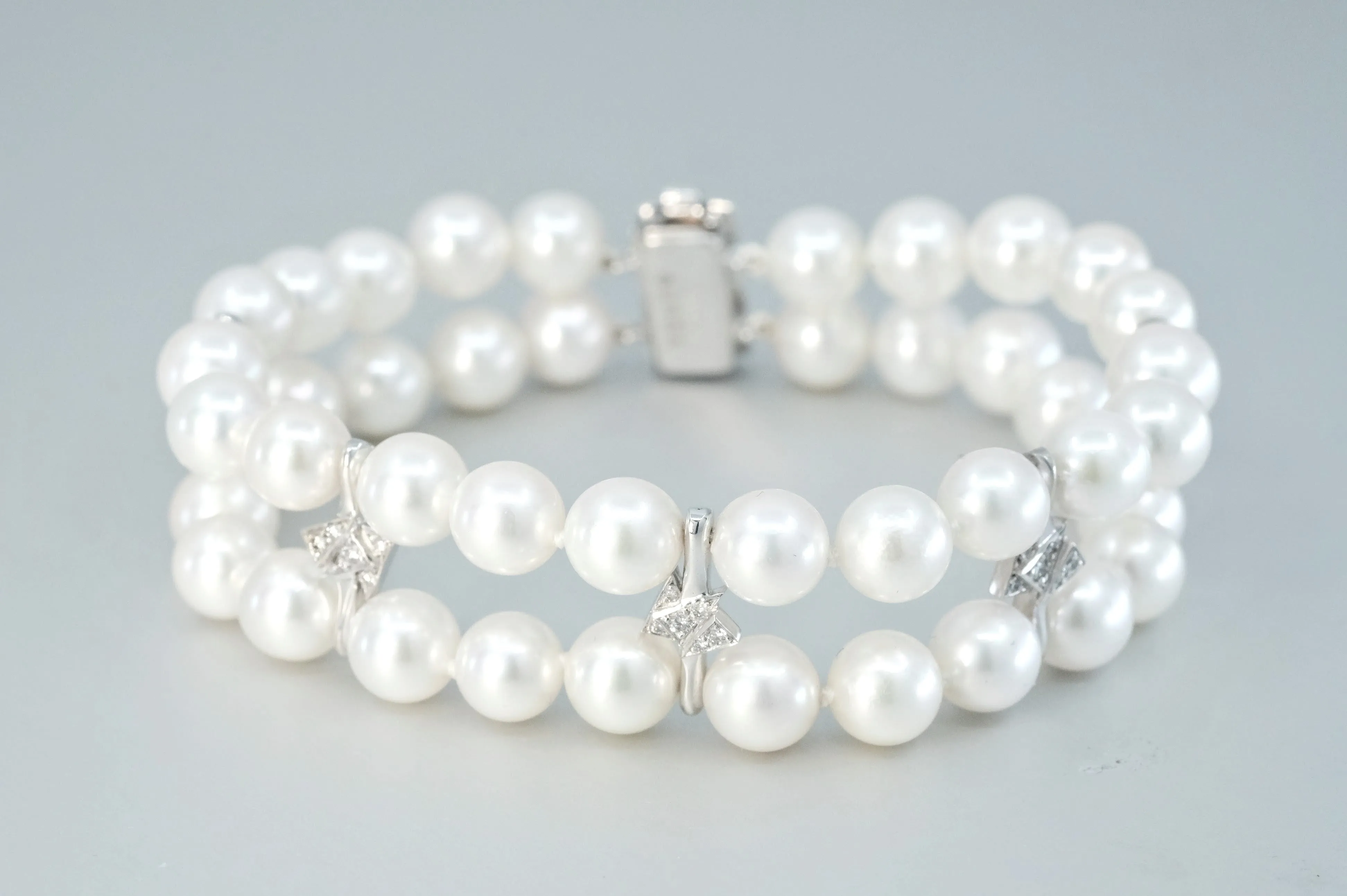 'Apus' Double Row Akoya Pearl Bracelet