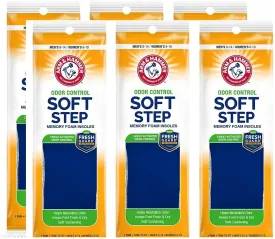 Arm & Hammer Odor Control Soft Step Insoles, Memory Foam Insoles for Men, Memory Foam Insoles for Women, Best Insoles for Standing All Day, Foot Inserts, Shoe Inserts Men and Women -6 Pairs 6 pair