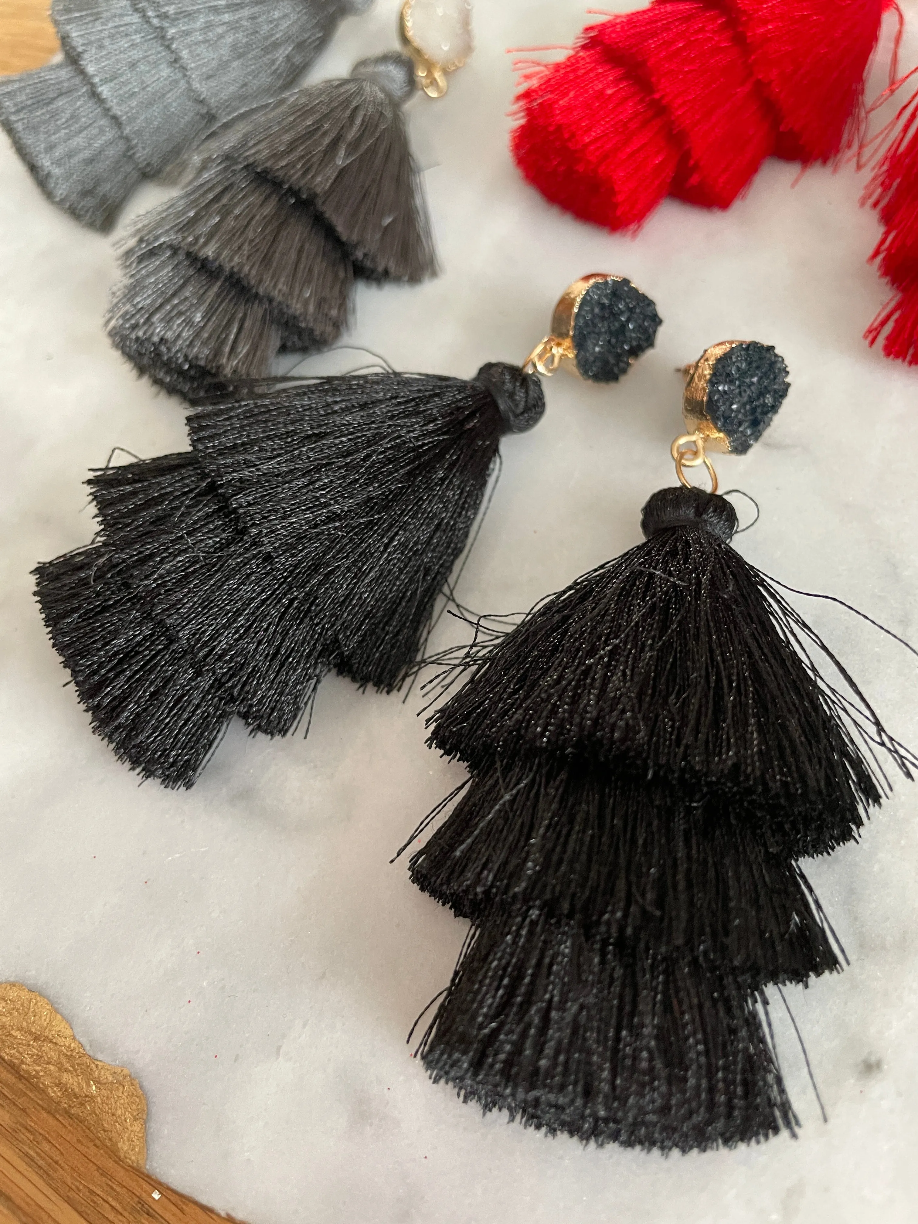 Ashanti Cotton Tassel Earrings