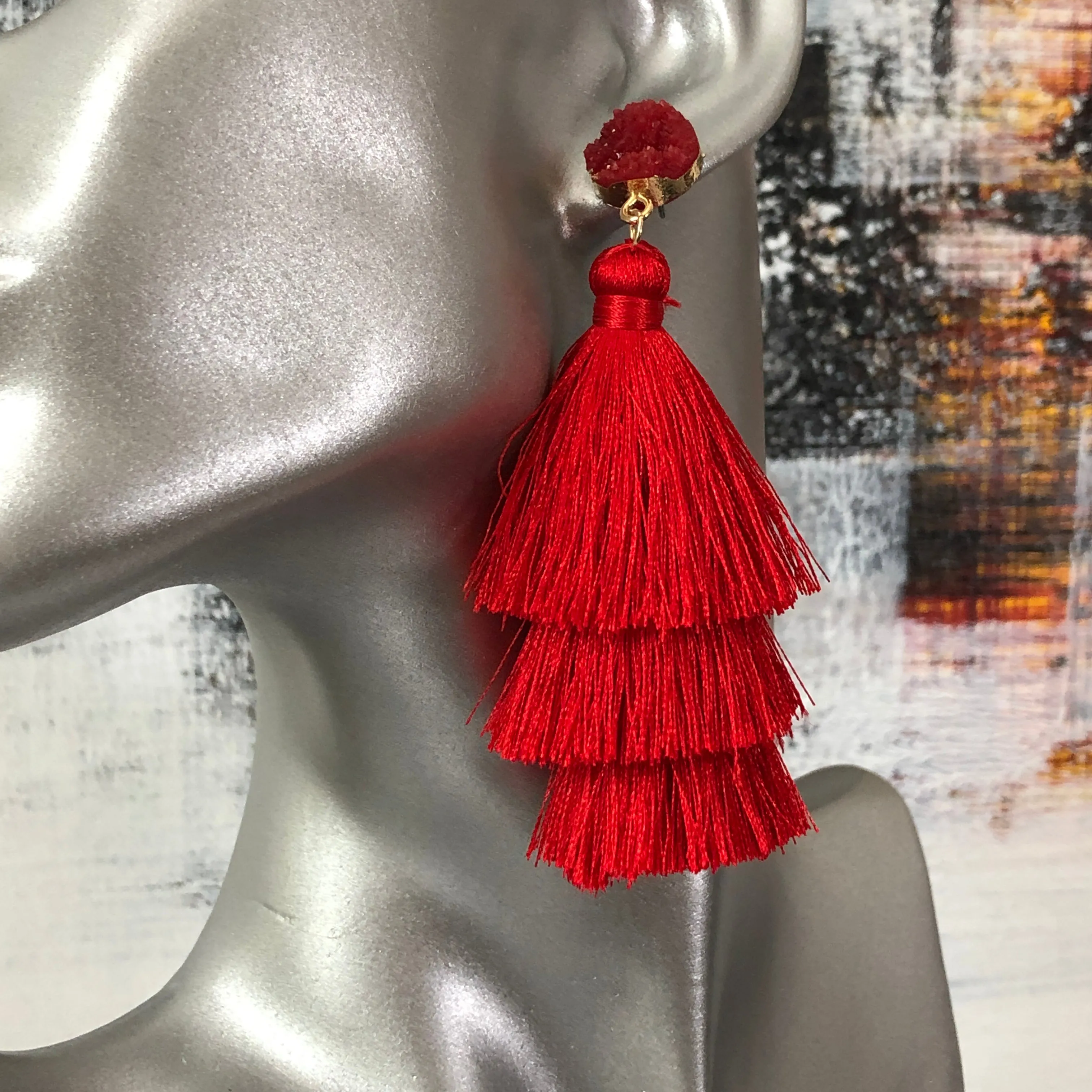Ashanti Cotton Tassel Earrings