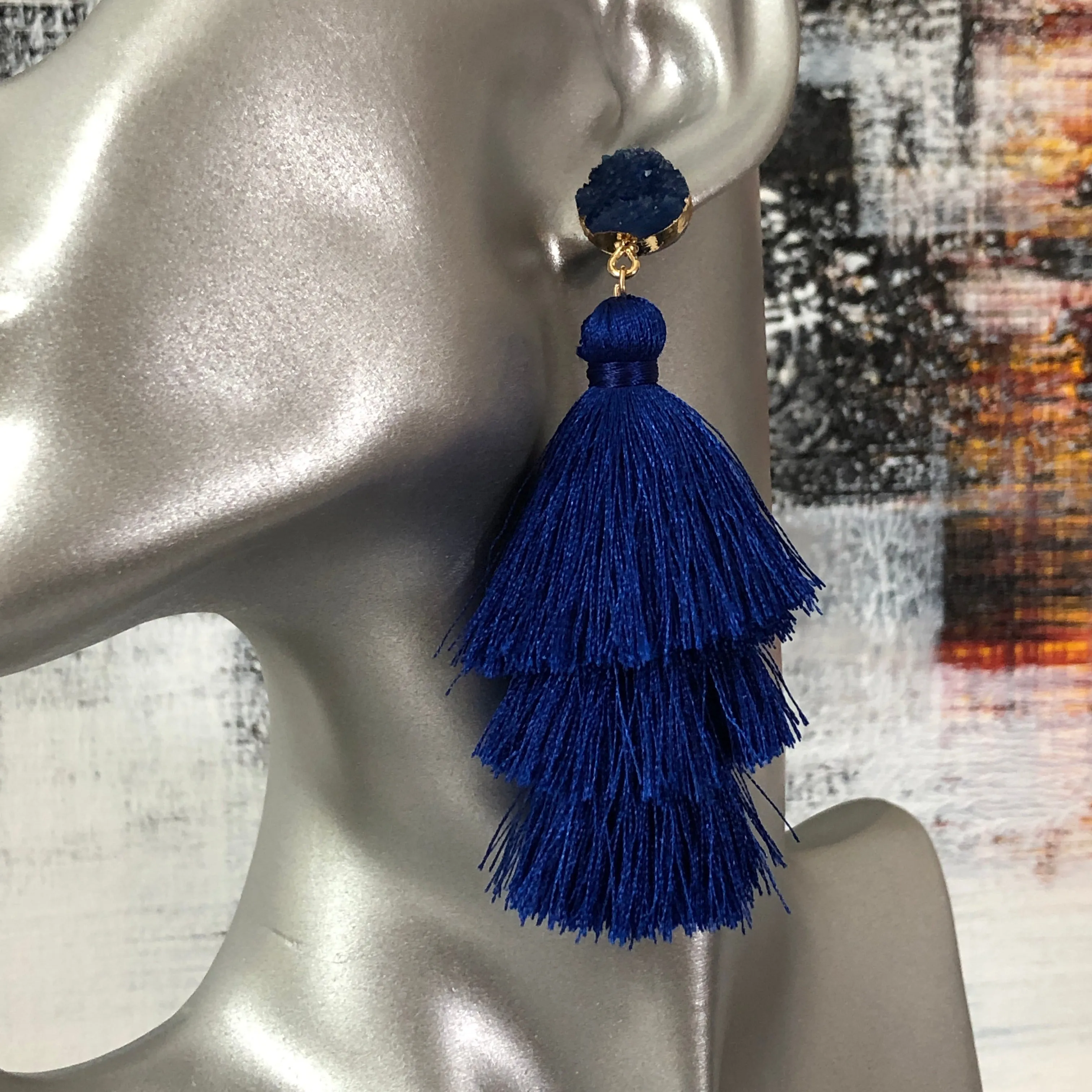 Ashanti Cotton Tassel Earrings