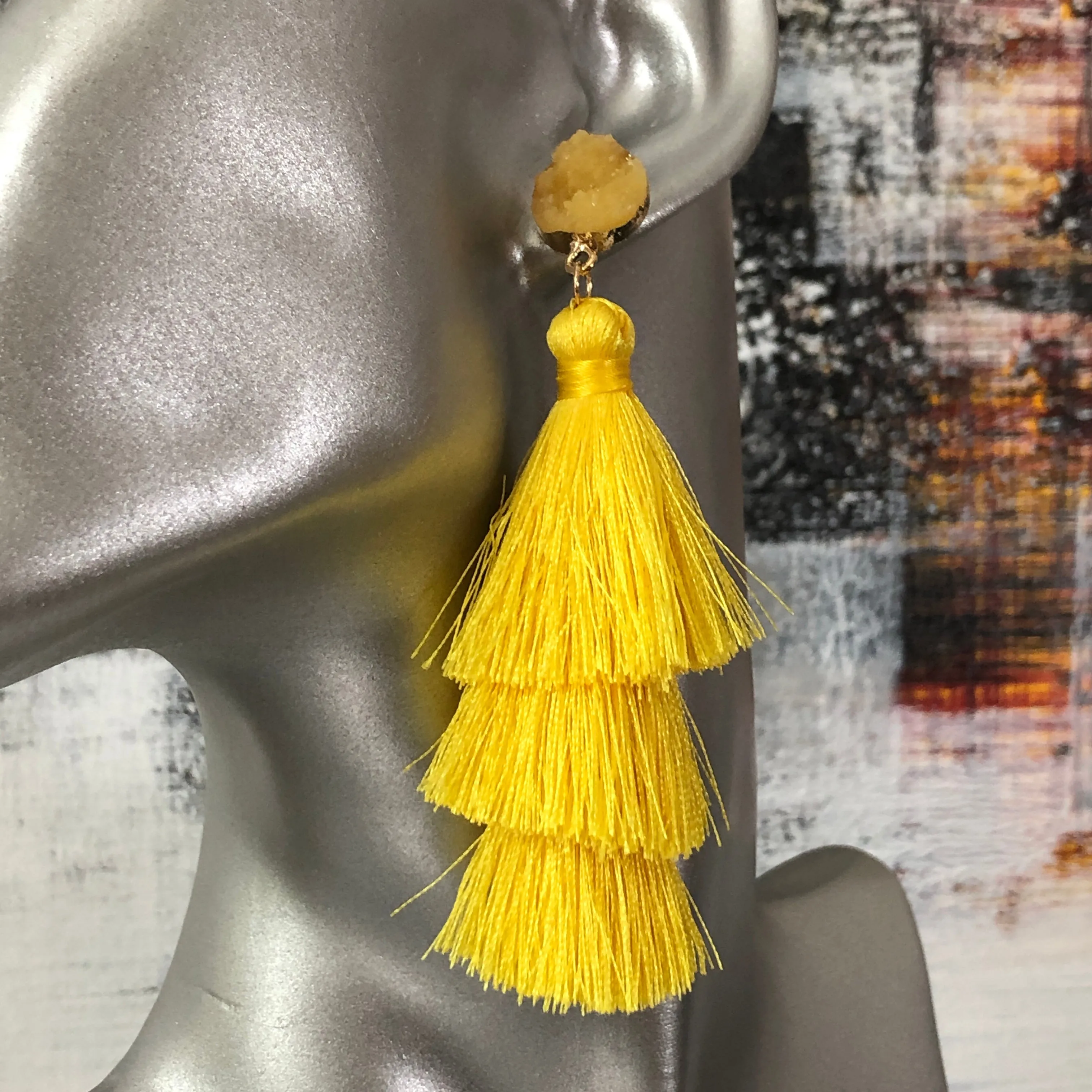 Ashanti Cotton Tassel Earrings