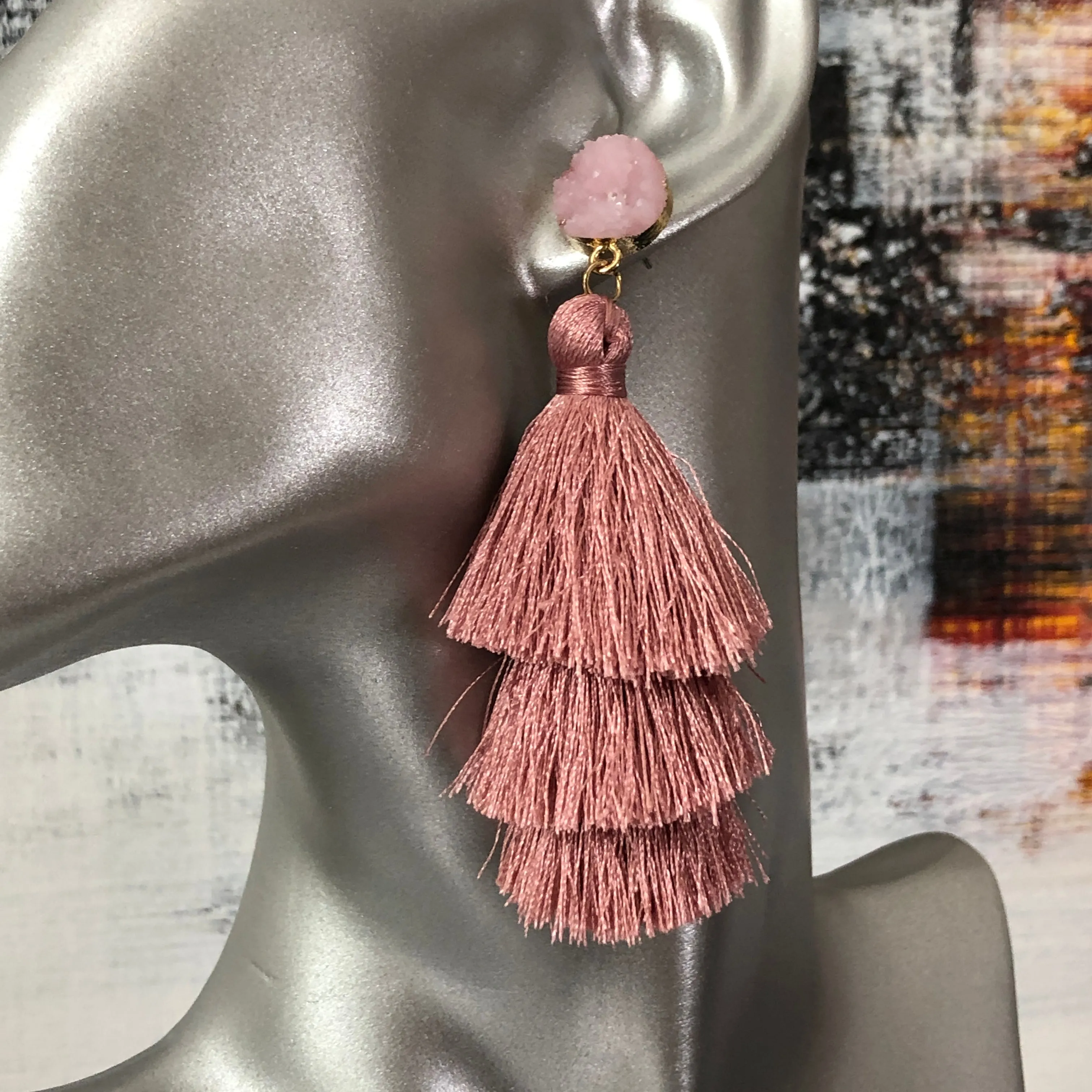 Ashanti Cotton Tassel Earrings