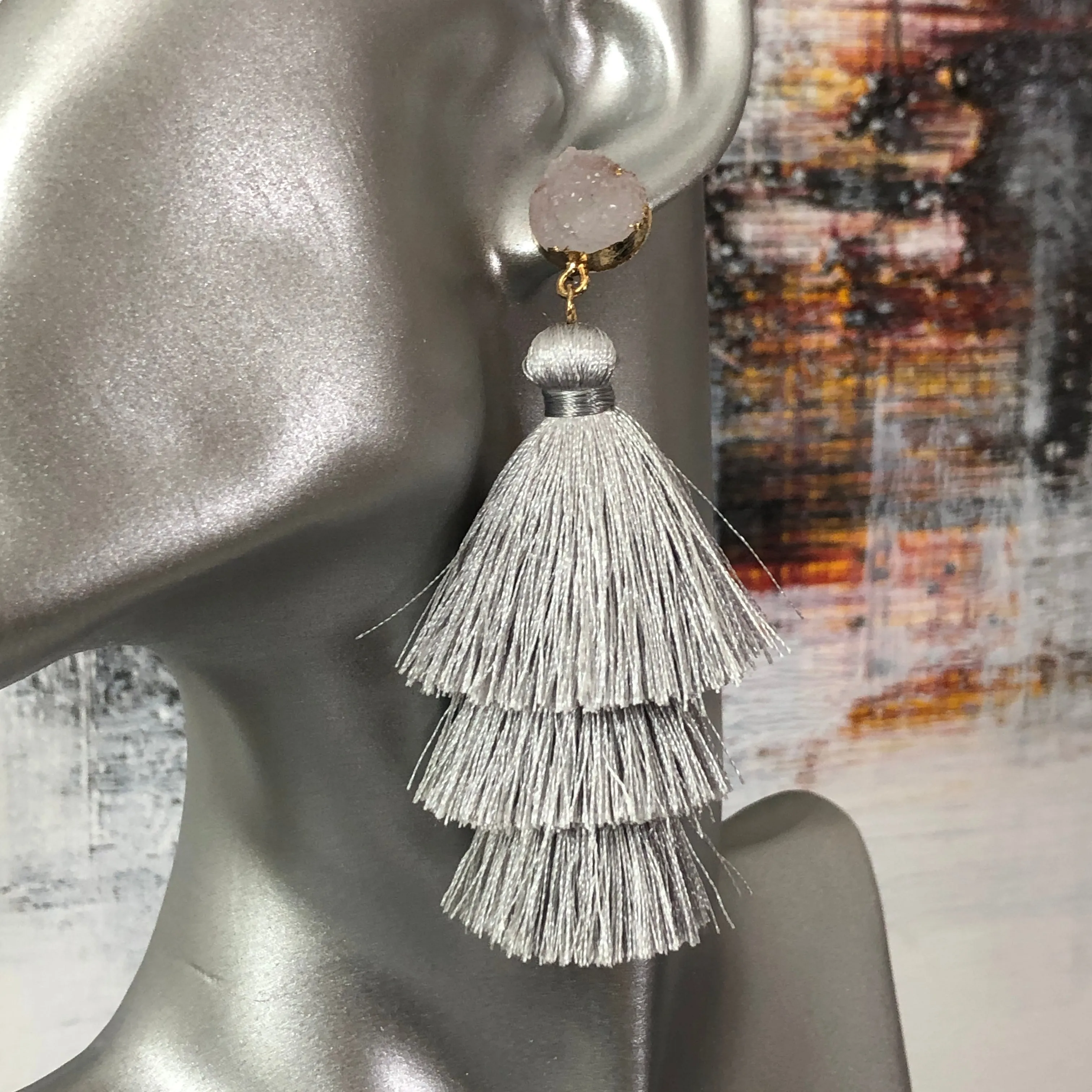 Ashanti Cotton Tassel Earrings