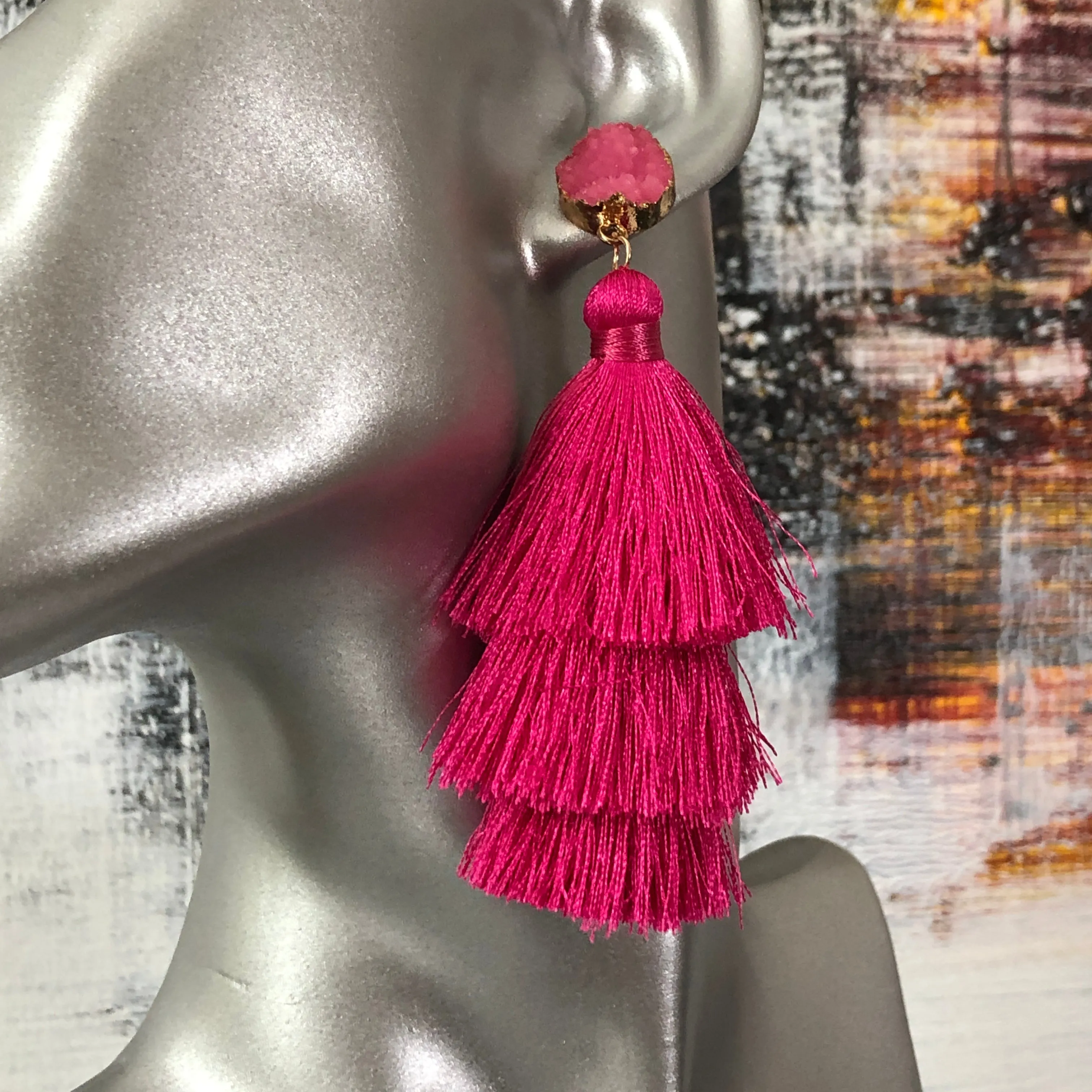 Ashanti Cotton Tassel Earrings