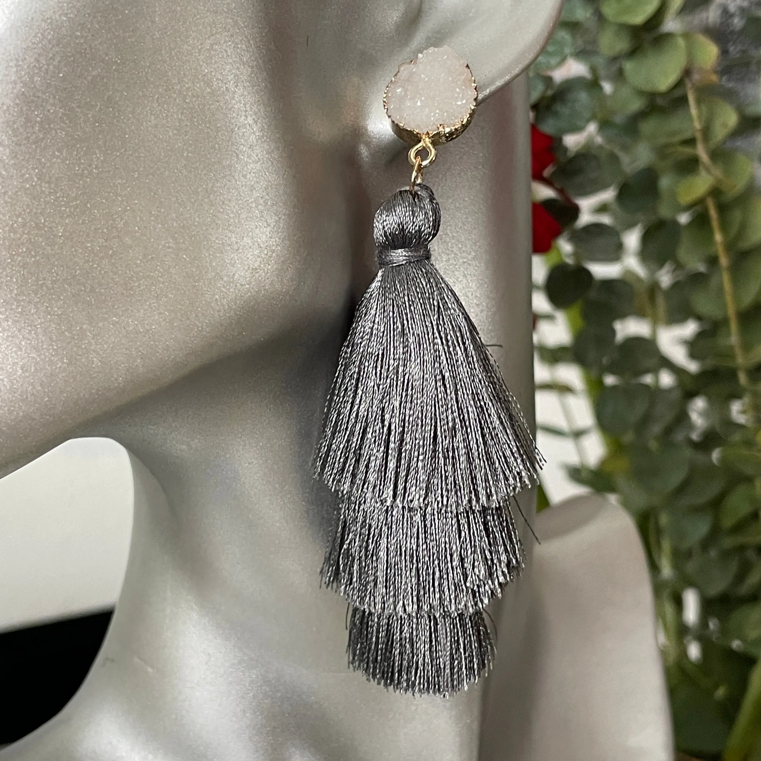 Ashanti Cotton Tassel Earrings