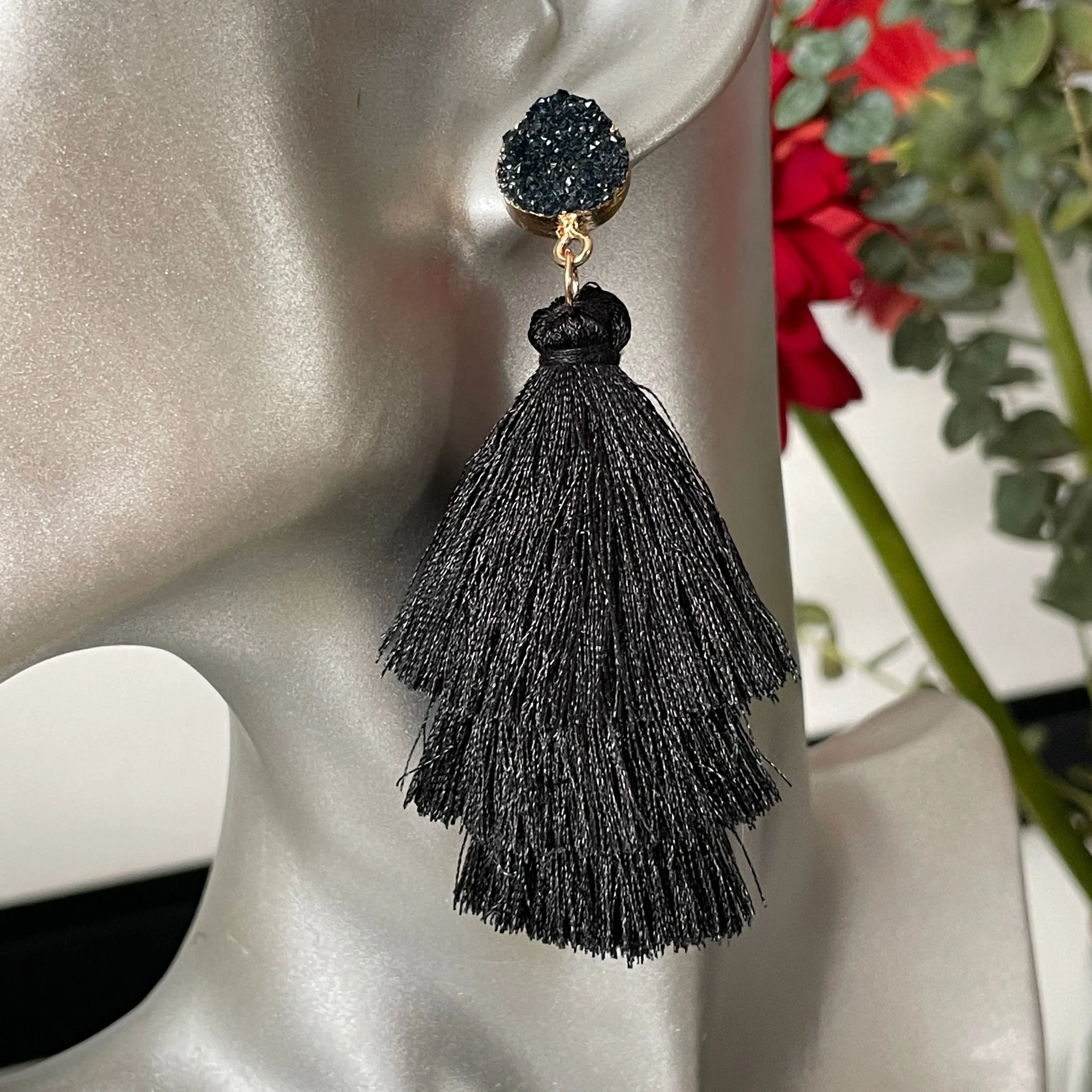 Ashanti Cotton Tassel Earrings