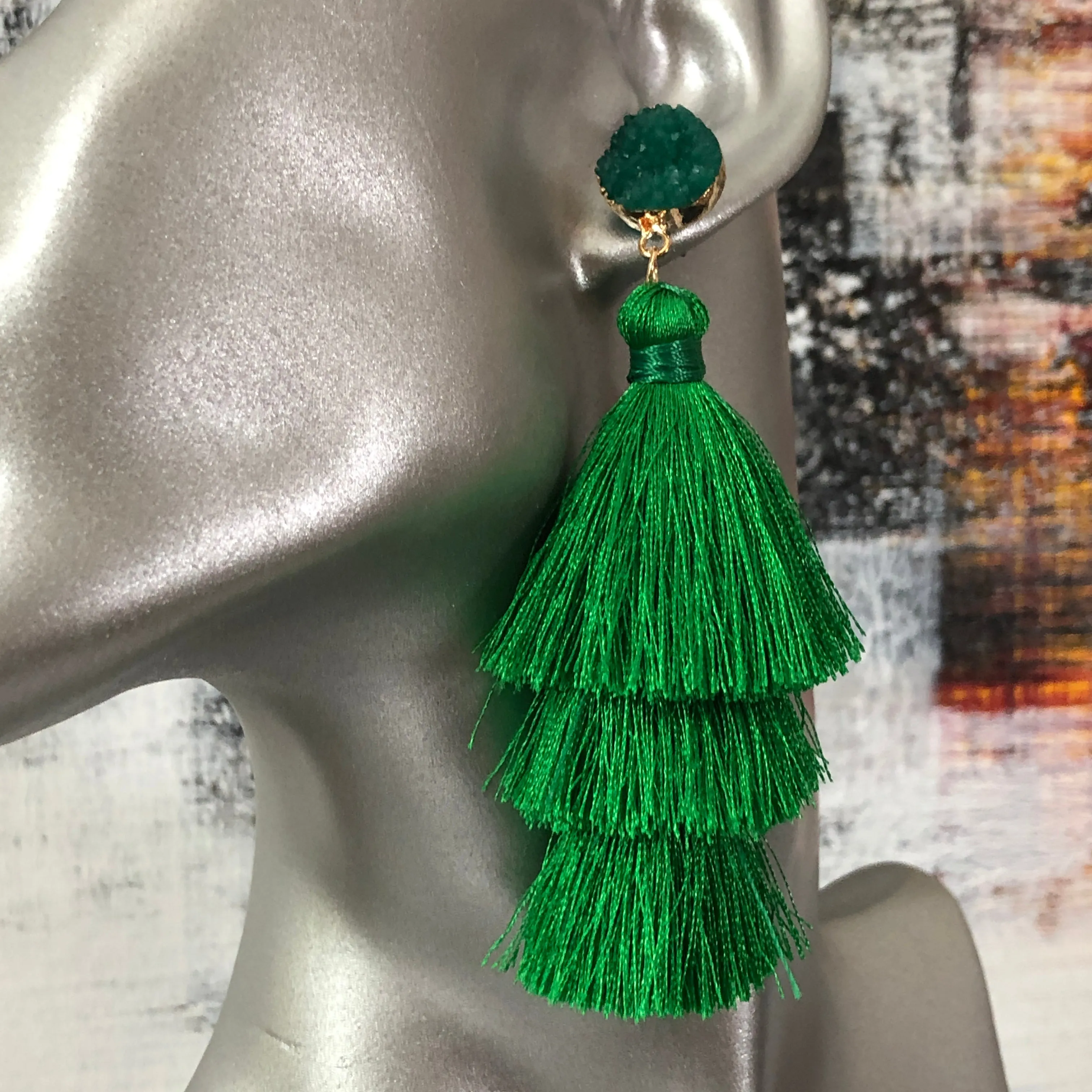 Ashanti Cotton Tassel Earrings