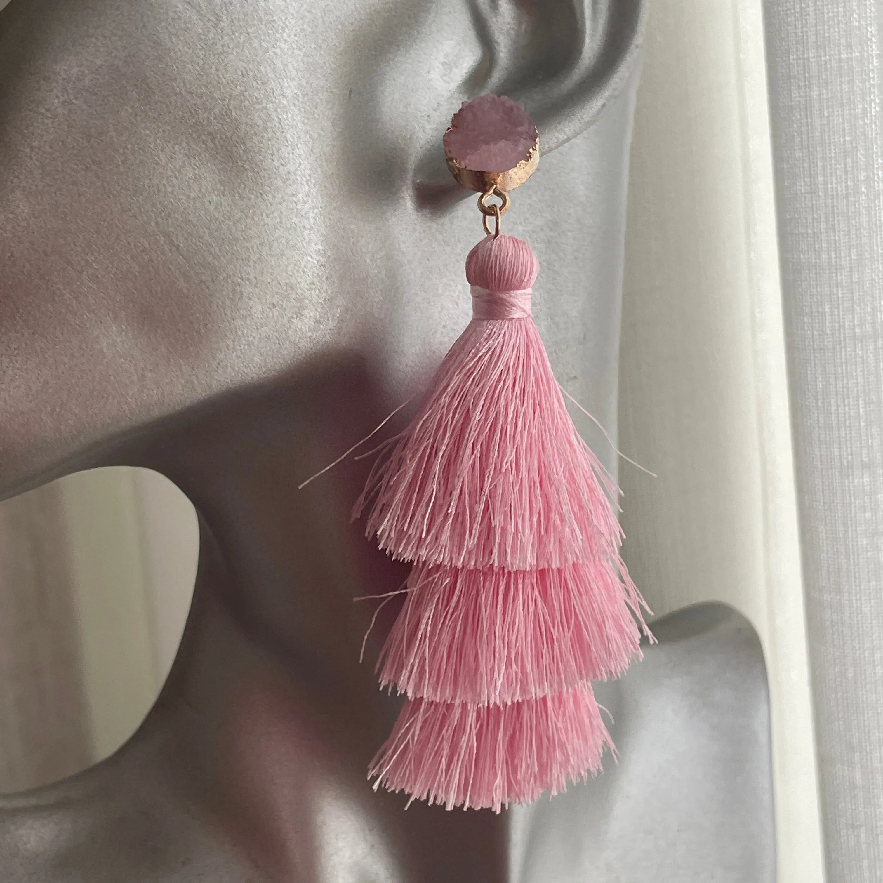 Ashanti Cotton Tassel Earrings