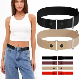 Belts for Women/Men No Buckle Elastic Belt Invisible Buckle Free Stretch Waist Belt for Jean Pants Dresses