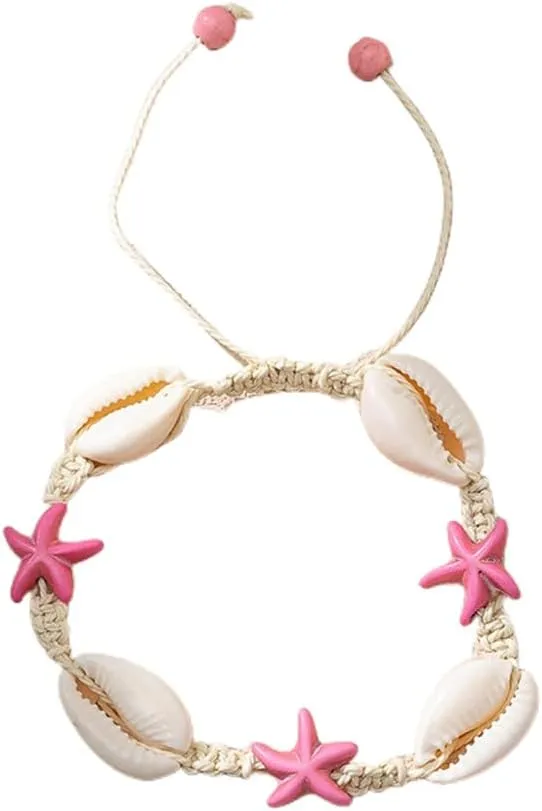 Caiyao Boho Turtle Starfish Shell Evil Eye Beach Ankle Bracelets Necklace Adjustable Summer Ocean Bracelets Jewelry for Women