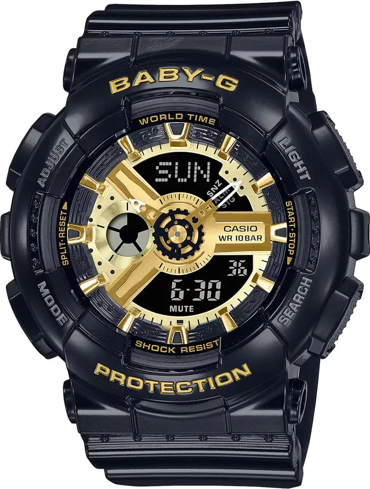 Casio BA-110X-1AER Baby-G Black Resin Worldtime Stopwatch Women's Watch