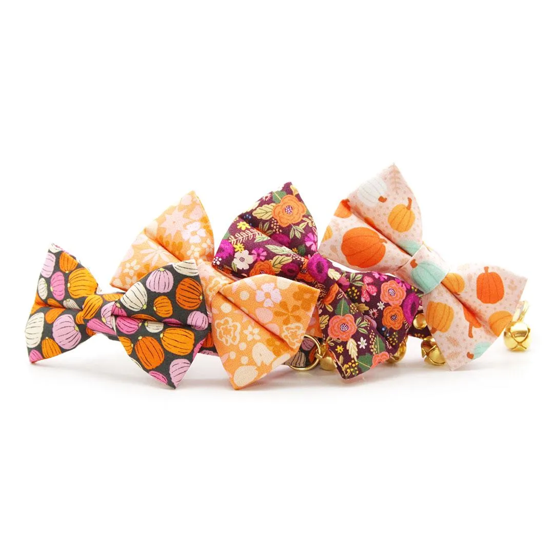Cat Bow Tie - "Harvest Wine" - Burgundy Plum Floral Bow Tie for Cat / Fall, Autumn, Thanksgiving / Cat   Small Dog Bowtie