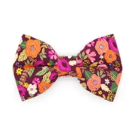 Cat Bow Tie - "Harvest Wine" - Burgundy Plum Floral Bow Tie for Cat / Fall, Autumn, Thanksgiving / Cat   Small Dog Bowtie
