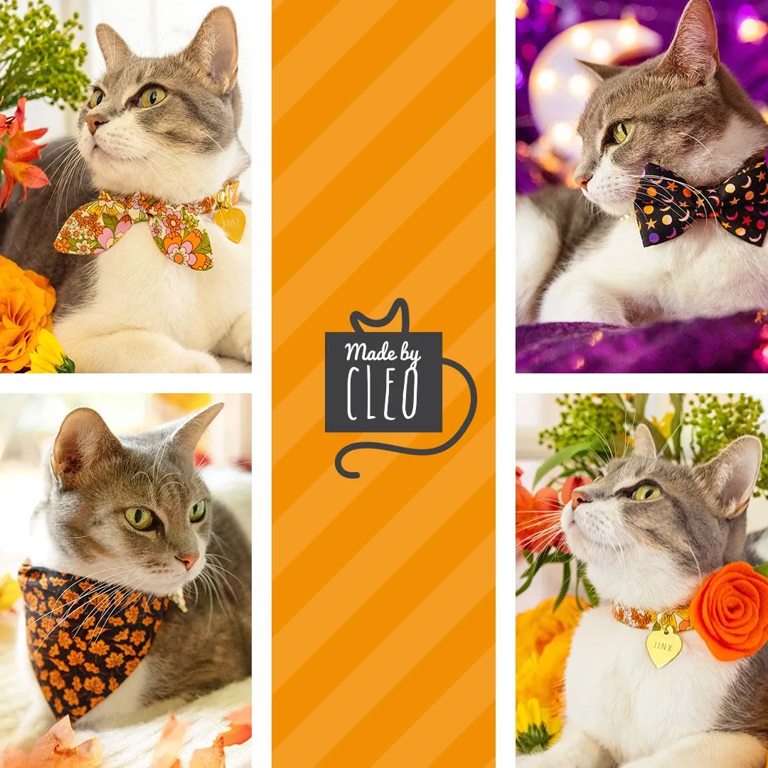 Cat Bow Tie - "Harvest Wine" - Burgundy Plum Floral Bow Tie for Cat / Fall, Autumn, Thanksgiving / Cat   Small Dog Bowtie