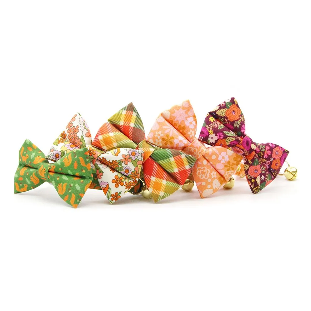 Cat Bow Tie - "Harvest Wine" - Burgundy Plum Floral Bow Tie for Cat / Fall, Autumn, Thanksgiving / Cat   Small Dog Bowtie