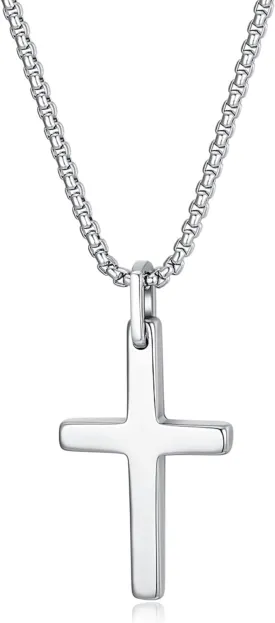 COAI Tungsten Necklace for Men, Cross Pendant Necklace for Men 20"/22"/24"