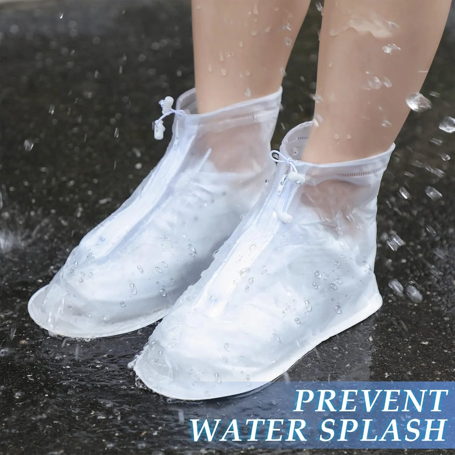 Coume 2 Pairs Rain Shoes Cover Non Slip Waterproof Shoe Covers Reusable Protectors Covers High Top Snow Boots Galoshes Overshoes for Men Women Outdoor Cycling Camping Fishing