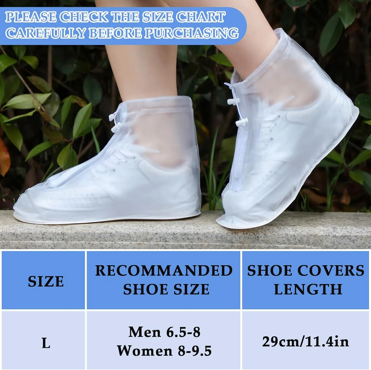 Coume 2 Pairs Rain Shoes Cover Non Slip Waterproof Shoe Covers Reusable Protectors Covers High Top Snow Boots Galoshes Overshoes for Men Women Outdoor Cycling Camping Fishing