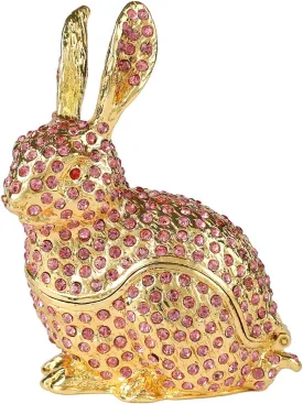 Cute Rabbit Jewelry Trinket Box with Hinged Animal Ornaments Gift for Home Decor