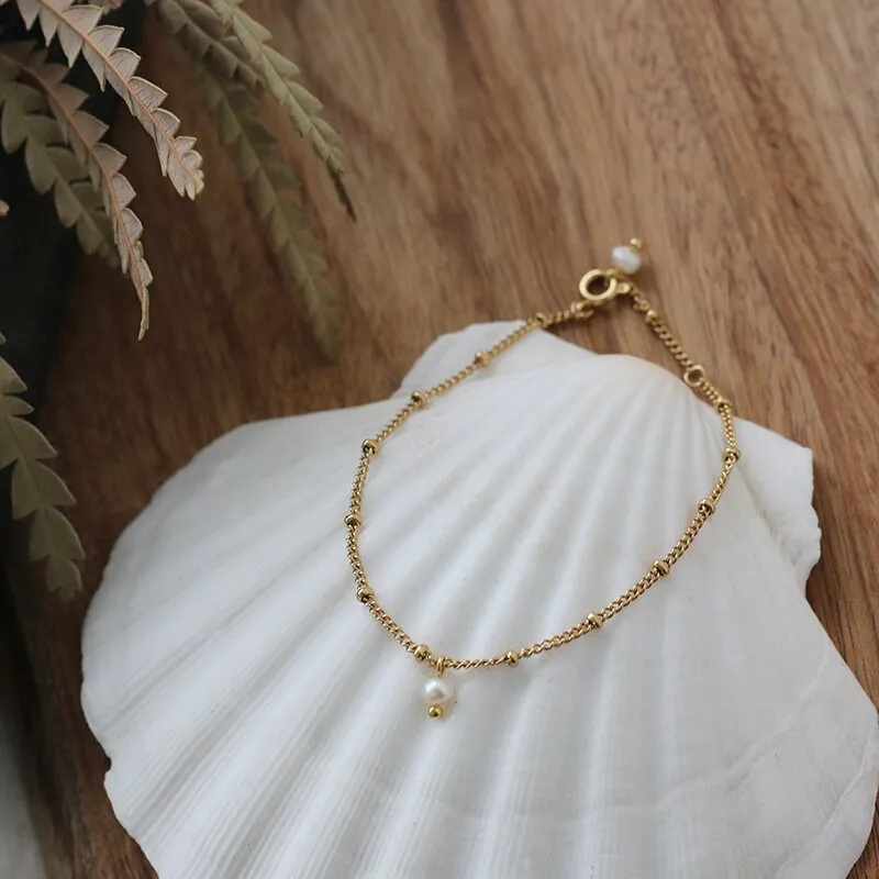 Dainty Pearl Bracelet, Natural Fresh Water Pearl Bracelet, Pearl Bracelet, 18K Gold Color Bracelet, Bridesmaid Bracelet, Wedding Bracelet