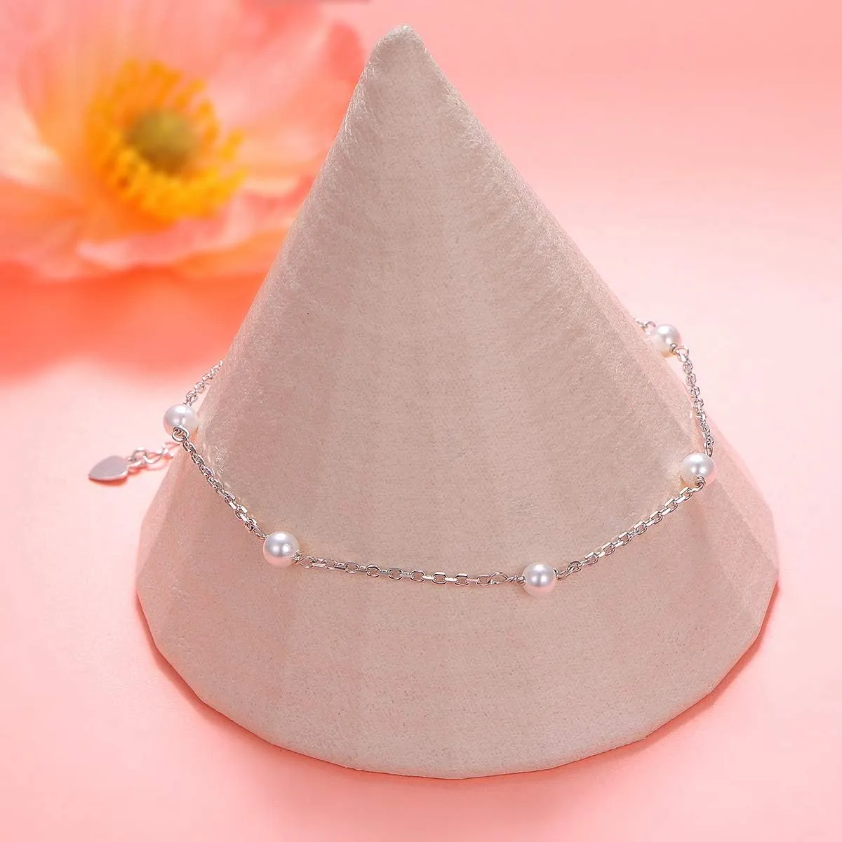 DAOCHONG Anklet for Women S925 Sterling Silver Adjustable Foot Heart Lotus Infinity Moon Srars Flower Pearl Multilayer Layered Ankle Bracelet Beach Jewelry