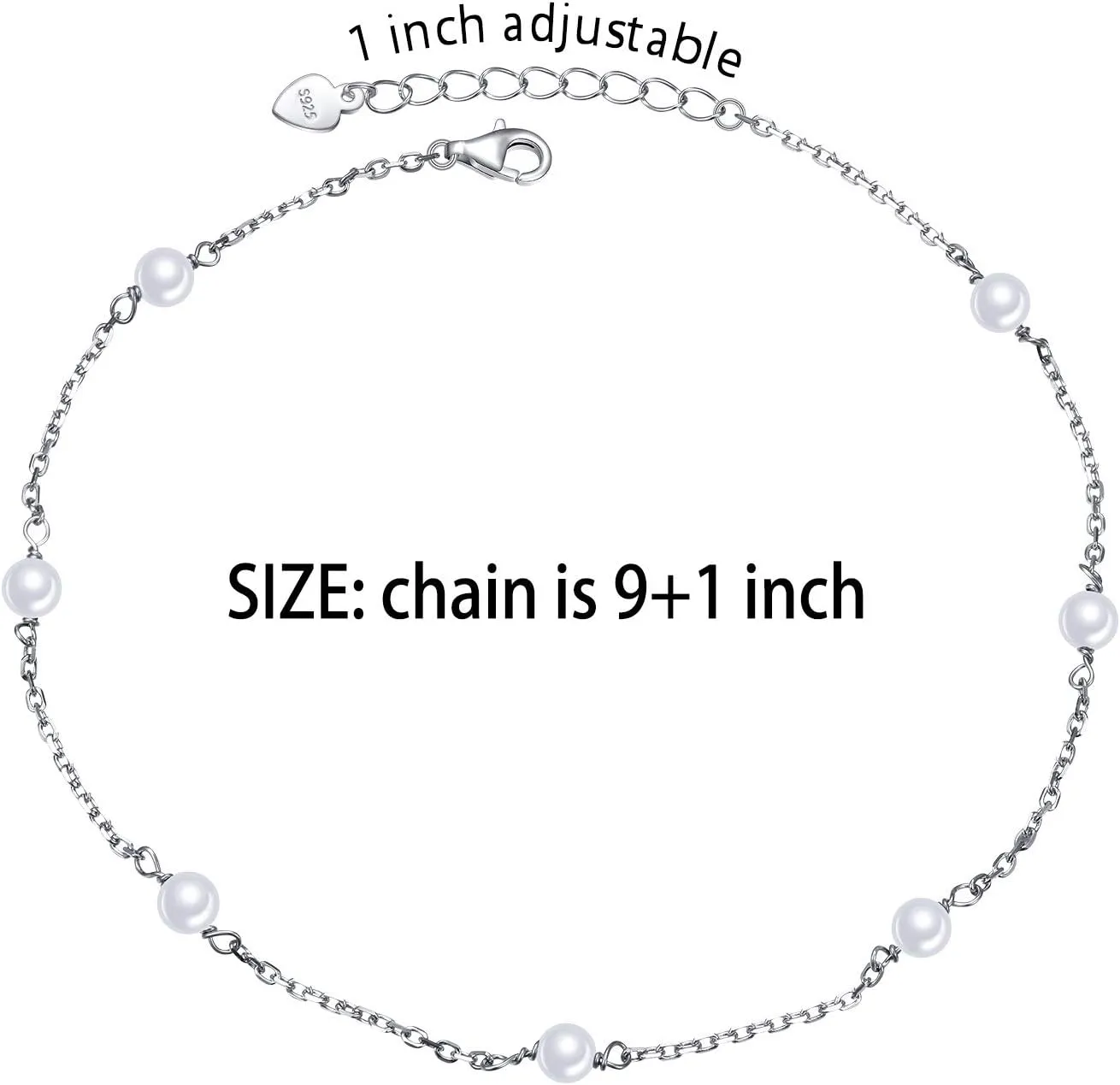 DAOCHONG Anklet for Women S925 Sterling Silver Adjustable Foot Heart Lotus Infinity Moon Srars Flower Pearl Multilayer Layered Ankle Bracelet Beach Jewelry