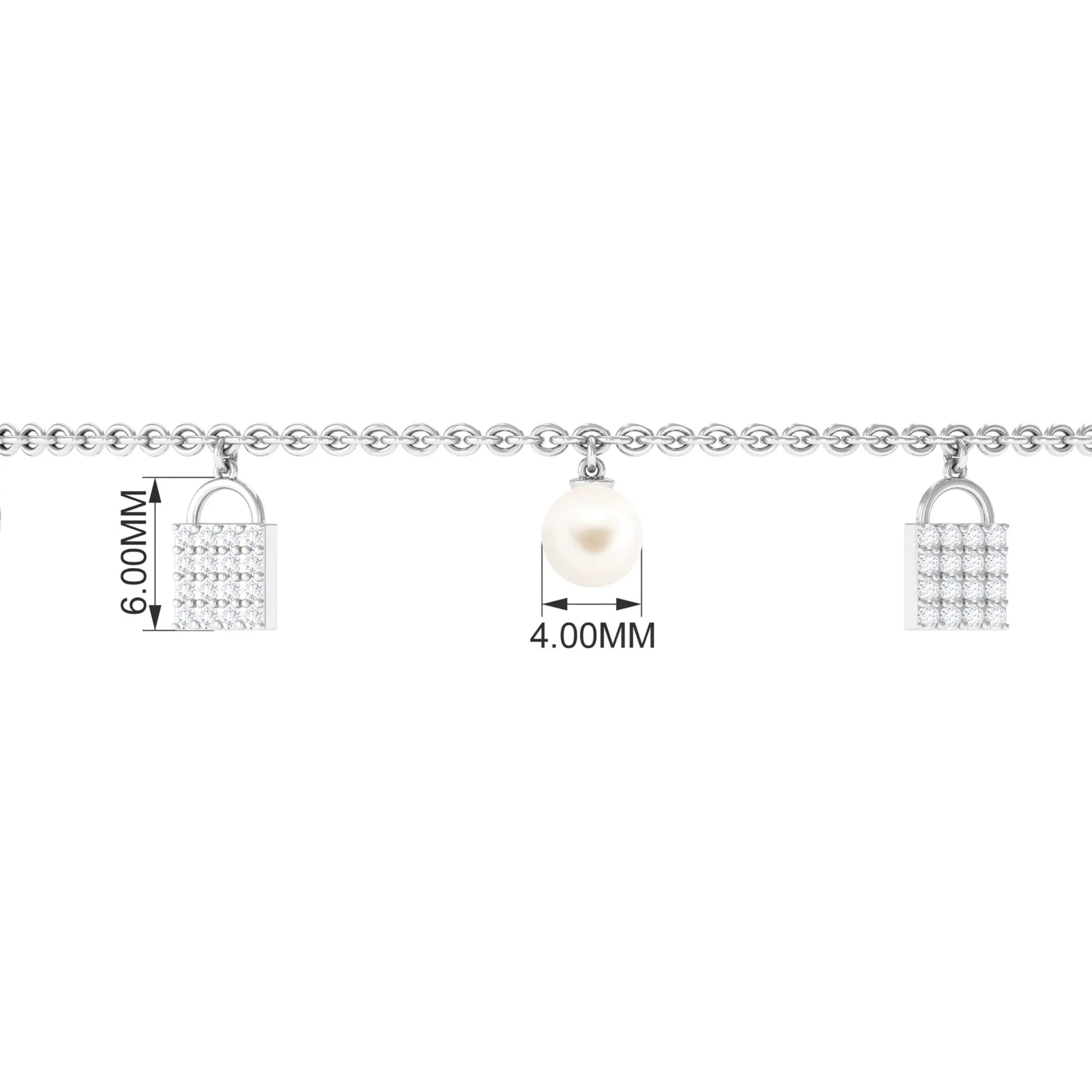 Designer Freshwater Pearl Chain Bracelet with Lock Charms