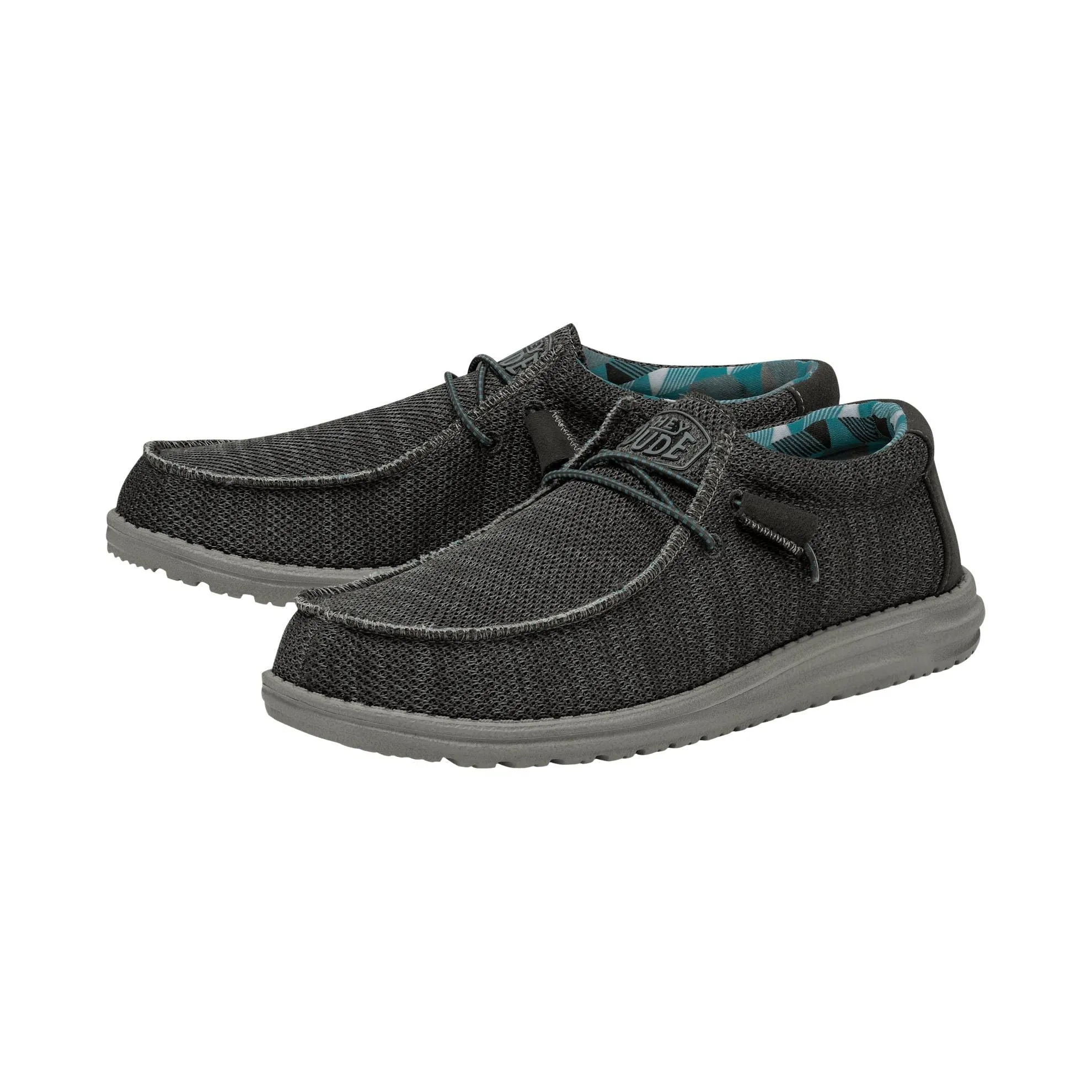 Dude Wally Sox Mens Charcoal Textile Slip On Shoes