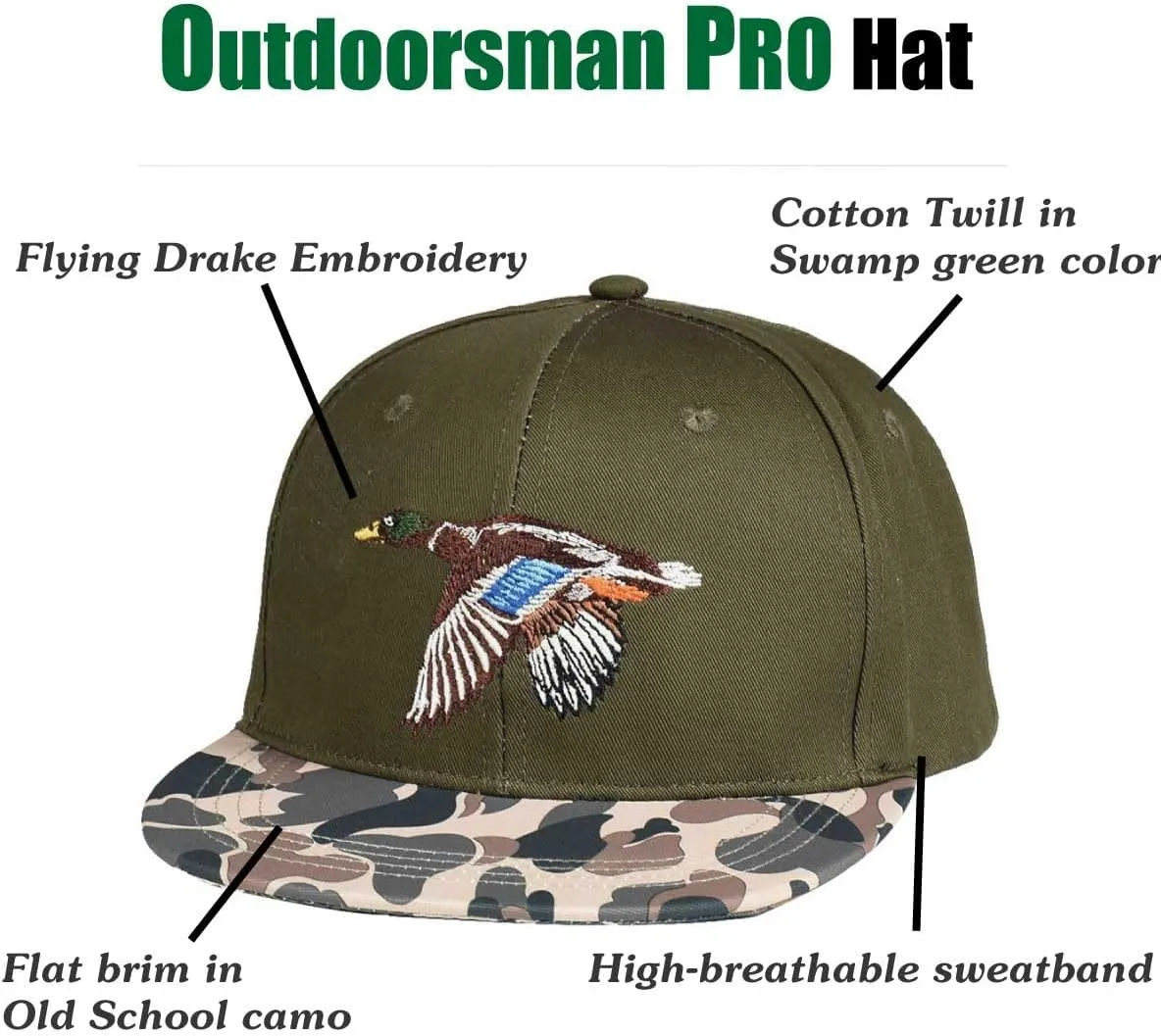 EDTREK Performance Outdoorsman Snapback Truck Hat with Flat Brim - Unique Animal Embroidery