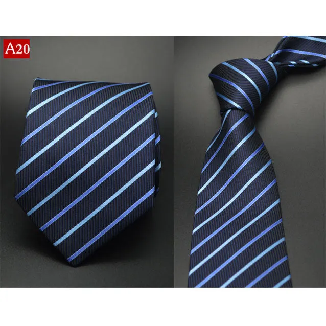Fashion Hand Tie 8cm Formal Suit Business Wear Necktie Meeting Interview Office Wedding Men's Groom Black Red Striped