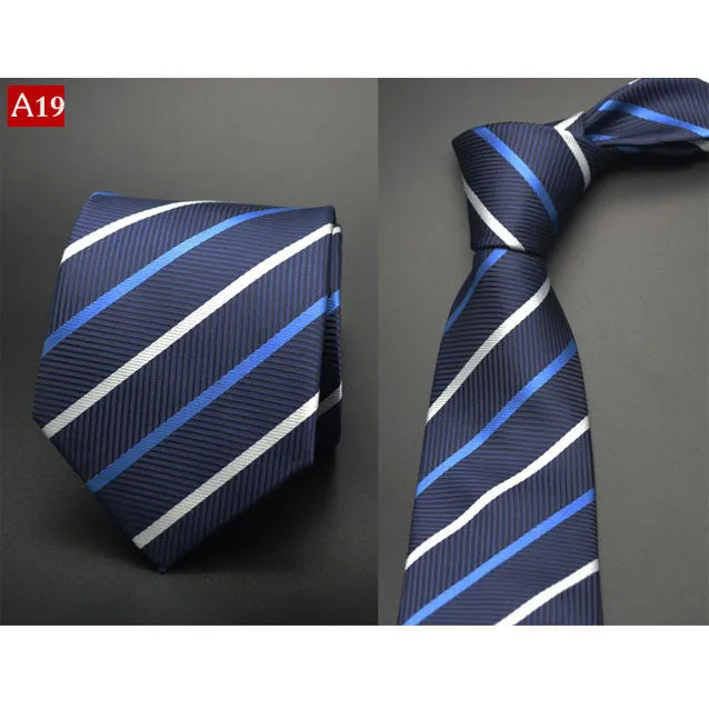 Fashion Hand Tie 8cm Formal Suit Business Wear Necktie Meeting Interview Office Wedding Men's Groom Black Red Striped