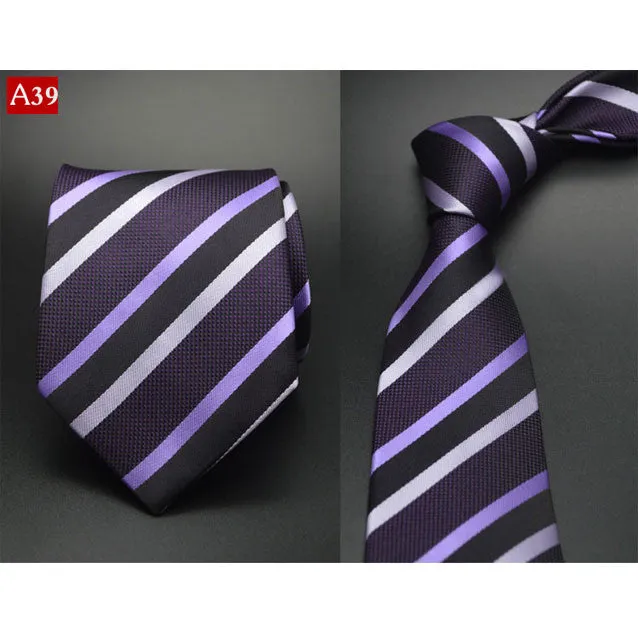 Fashion Hand Tie 8cm Formal Suit Business Wear Necktie Meeting Interview Office Wedding Men's Groom Black Red Striped
