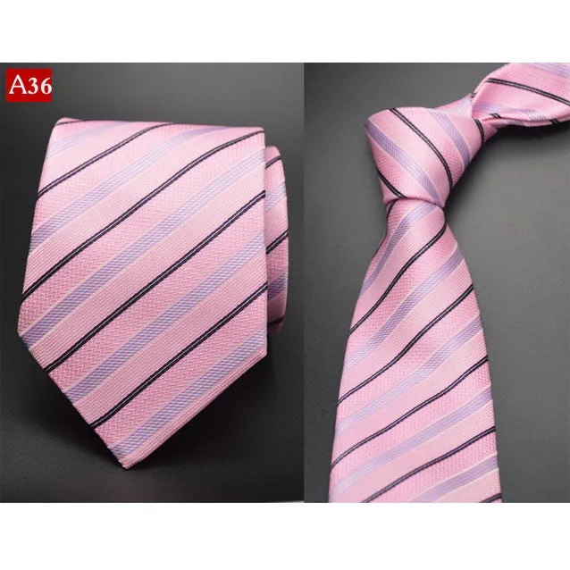 Fashion Hand Tie 8cm Formal Suit Business Wear Necktie Meeting Interview Office Wedding Men's Groom Black Red Striped