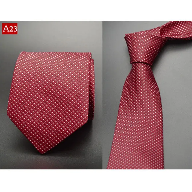 Fashion Hand Tie 8cm Formal Suit Business Wear Necktie Meeting Interview Office Wedding Men's Groom Black Red Striped