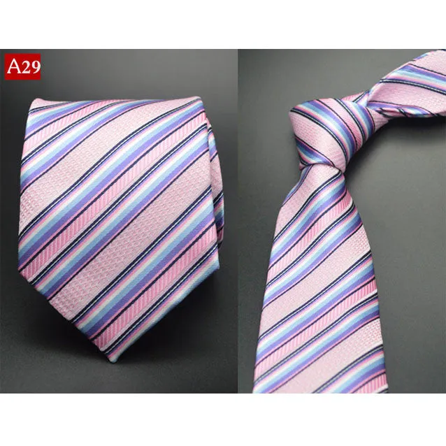 Fashion Hand Tie 8cm Formal Suit Business Wear Necktie Meeting Interview Office Wedding Men's Groom Black Red Striped
