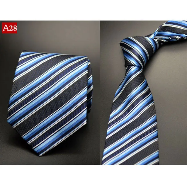 Fashion Hand Tie 8cm Formal Suit Business Wear Necktie Meeting Interview Office Wedding Men's Groom Black Red Striped