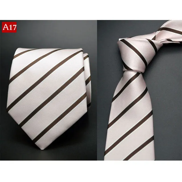 Fashion Hand Tie 8cm Formal Suit Business Wear Necktie Meeting Interview Office Wedding Men's Groom Black Red Striped