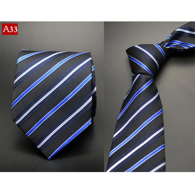 Fashion Hand Tie 8cm Formal Suit Business Wear Necktie Meeting Interview Office Wedding Men's Groom Black Red Striped
