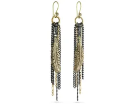 Feather Tassel Earrings - Bronze